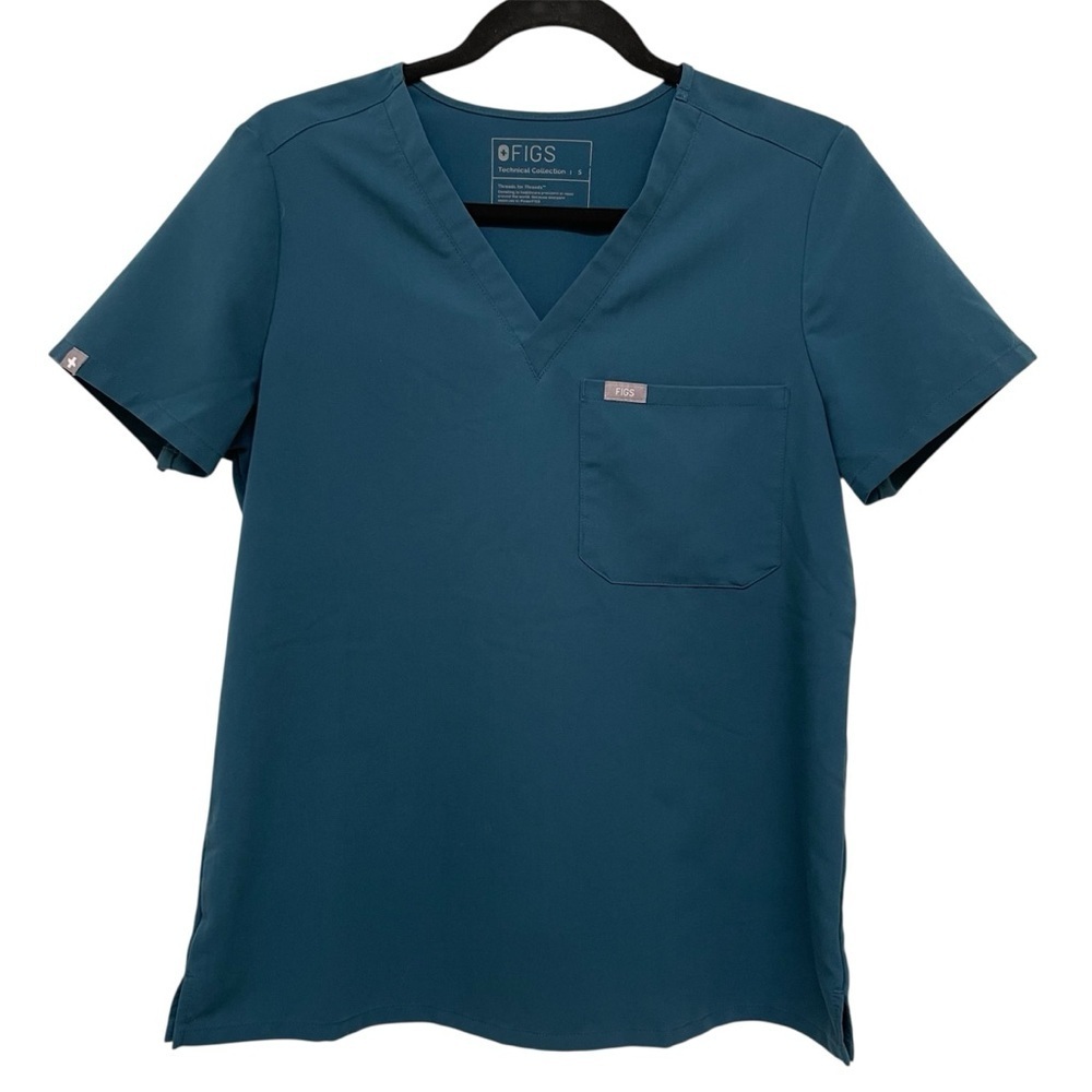 Figs Teal V-Neck Scrub Short Sleeve Small Shirt